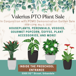 Valerius PTO Plant Sale May 3 9am 12pm